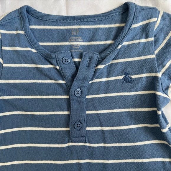 Baby Gap Blue and White Striped Kids Long Sleeve One Piece Size 12-18 Months - Picture 6 of 13